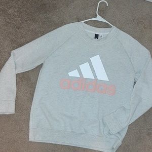 Adidas pink white and grey pullover sweat shirt